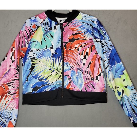 Nike Jacket Women's Medium Full Zip Floral Colorful Activewear AR2220-010 EUC! - Picture 5 of 15